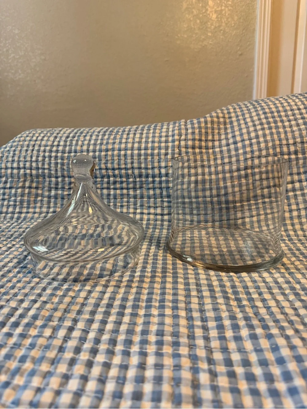 Clear Glass Cylinder Lidded Jar Canister Handle Lid 9